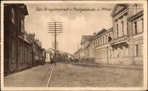 Ak Jelgava Mitau Lettland, Kriegsschauplatz, Kriegslazarett, Post