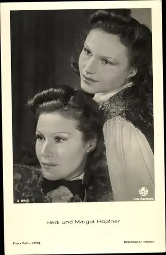 Ak Schauspielerinnen Hedi und Margot Höpfner, Portrait, Film Foto Verlag A 3614/1