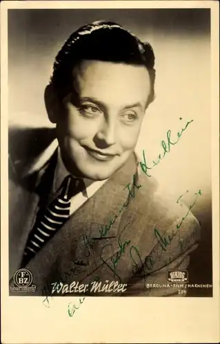 Ak Schauspieler Walter Müller, Portrait, Autogramm