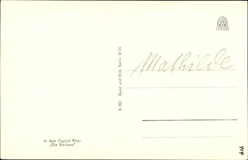 Ak Schauspielerin Maria Sebaldt, Capitol Film, Die Stärkere, Portrait, Autogramm