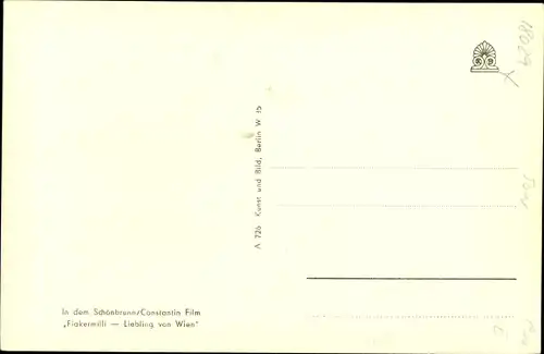 Ak Schauspielerin Lucie Englisch, Portrait, in Fiakermilli, Liebling von Wien, Autogramm