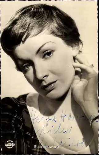 Ak Schauspielerin Ruth Leuwerik, Portrait, Autogramm, Film Die goldene Brücke