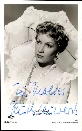 Ak Schauspielerin Ruth Leuwerik, Portrait, Geliebte Feindin, Autogramm