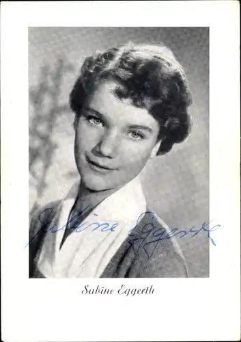 Ak Schauspielerin Sabine Eggerth, Portrait, Autogramm