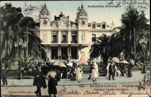 Ak Monte Carlo Monaco, Casino, Gärten, Passanten