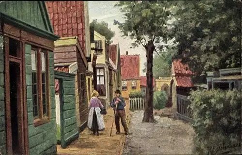 Künstler Ak Gerstenhauer, Johann Georg, niederländisches Motiv, Straßenpartie