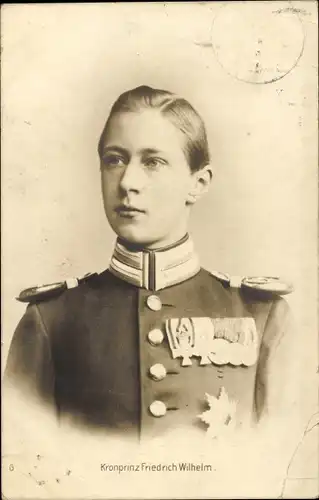 Ak Kronprinz Wilhelm von Preußen, Portrait, Uniform, Orden