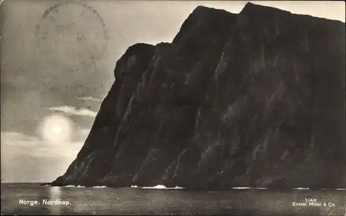 Ak Nordkap Norwegen, Blick auf die Felsen vom Wasser aus