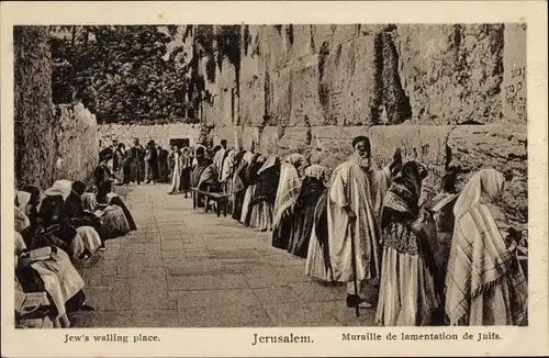 Ak Jerusalem Israel, Juden an der Klagemauer