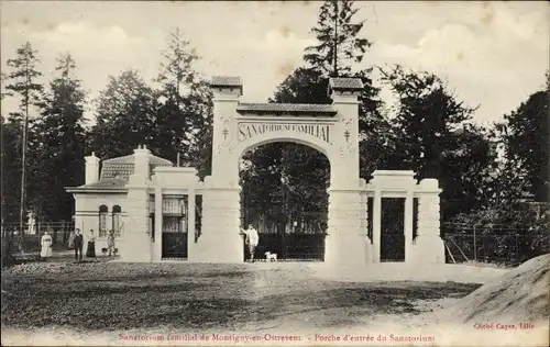 Ak Montigny en Ostrevent Nord, Sanatorium familial, Porche d'entree du Sanatorium