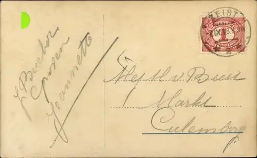 Ak Katze in einem Korb, Tierportrait