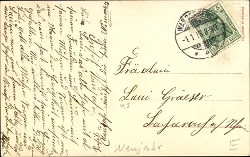 Ak Glückwunsch Neujahr, Frau mit Sektglas, Uhr