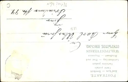 Litho Glückwunsch Neujahr, Hirsch, Rehe, Kirche