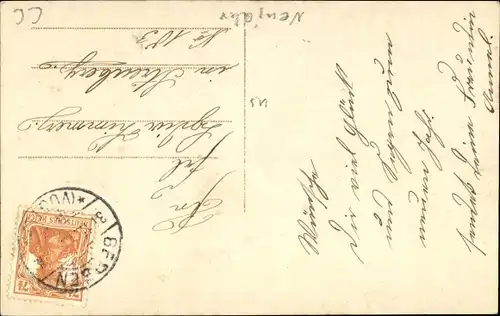 Ak Glückwunsch Neujahr, Liebespaar, Blumen, Sofa, Uhr