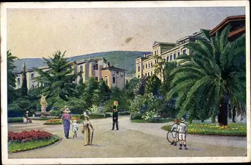 Künstler Ak Opatija Abbazia Kroatien, Hotel Stefanie