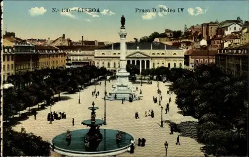 Ak Lisboa Lissabon Portugal, Praca D. Pedro IV