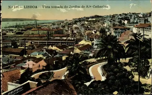 Ak Lisboa Lissabon Portugal, Vista tomada do Jardim de S.ta Catharina