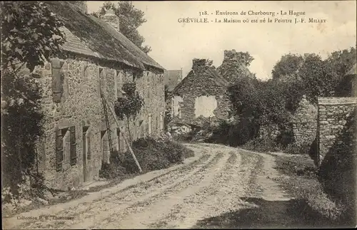 Ak Gréville La Haye Manche, Das Geburtshaus des Malers JF Millet