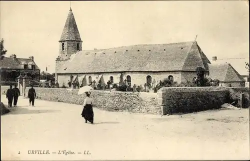 Ak Urville Cherbourg Manche, L’Eglise