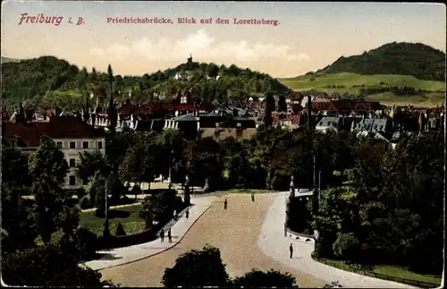 Ak Freiburg im Breisgau, Friedrichsbrücke, Lorettoberg