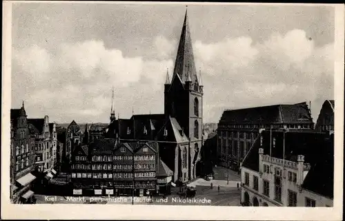 Ak Kiel, Markt, persianische Häuser, Nikolaikirche