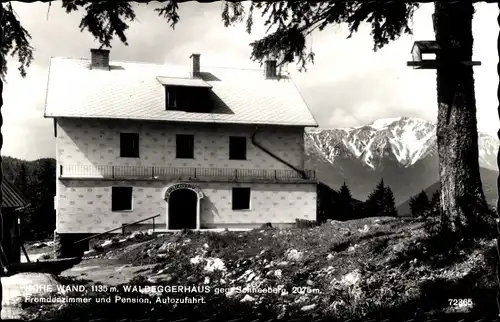 Ak Hohe Wand Niederösterreich, Waldeggerhaus gegen Schneeberg, Pension