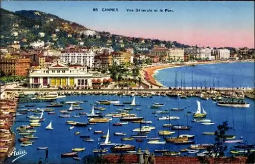 Ak Cannes Alpes Maritimes, Gesamtansicht, Hafen