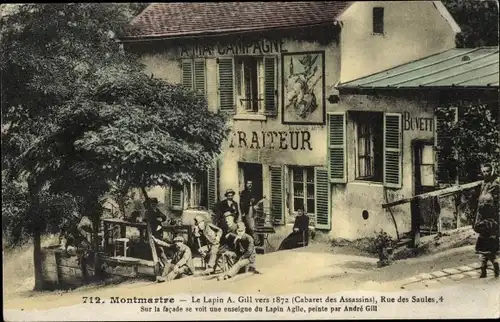 Ak Paris XVIII Montmartre, Le Lapin A. Gill um 1872