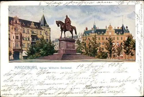 Ak Magdeburg an der Elbe, Kaiser Wilhelm Denkmal