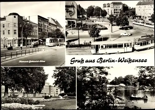 Ak Berlin Weißensee, Klement-Gottwald-Allee, Straßenbahn, Ostseestraße, Weißer See