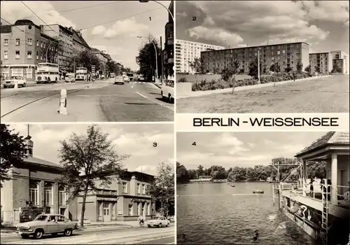 Ak Berlin Weißensee, Klement Gottwald Allee, Sommerbad, Michelangelostraße, Kreiskulturhaus