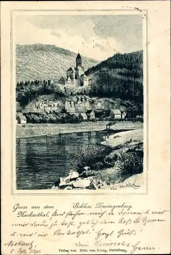 Künstler Ak Zwingenberg am Neckar Baden, Schloss