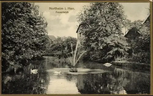 Ak Northeim in Niedersachsen, Feuerteich, Fontäne