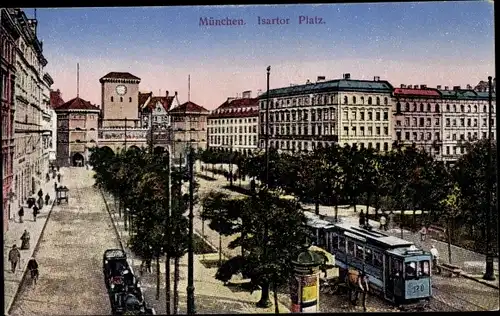 Ak München Bayern, Straßenbahn 120 am Isartor Platz