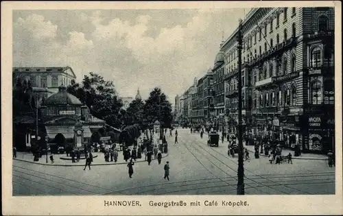 Ak Hannover in Niedersachsen, Georgstraße mit Cafe Kröpcke