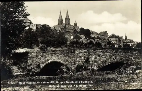 Ak Fritzlar in Hessen, Spitalsbrücke, Neustädter Tor