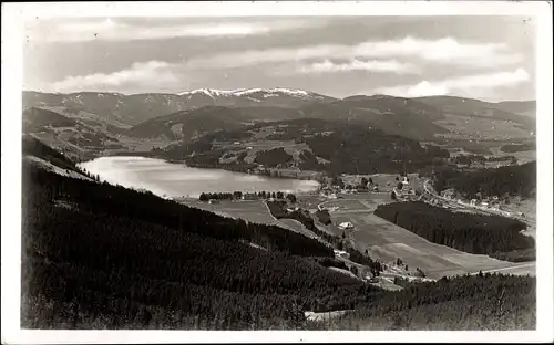 Ak Feldberg im Schwarzwald, Ortspanorama, See, Gebirge