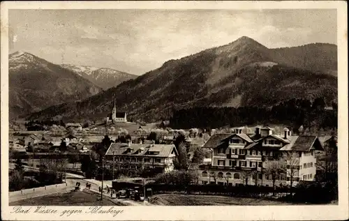 Ak Bad Wiessee in Oberbayern, Teilansicht, Blick über den Ort auf Blauberge