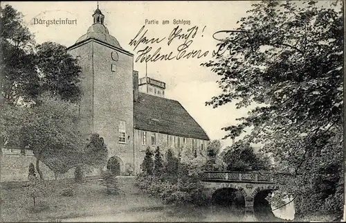 Ak Burgsteinfurt Steinfurt im Münsterland, Partie am Schloss, Brücke