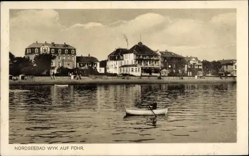 Ak Wyk auf Föhr Nordfriesland, Blick vom Meer aufs Ufer, Teilansicht