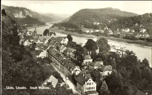 Ak Stadt Wehlen an der Elbe Sächsische Schweiz, Totalansicht