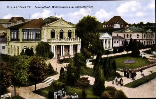 Ak Bad Salzuflen in Lippe, Leopoldbad, Woldemarbad, Inhalatorium, Parkanlage