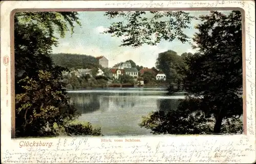 Ak Glücksburg an der Ostsee, Blick vom Schloss auf den Ort