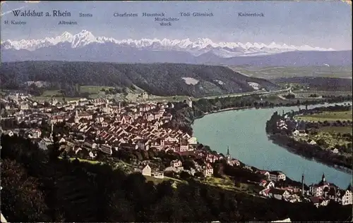 Ak Waldshut Tiengen am Hochrhein Baden Wüttemberg, Säntis, Panorama