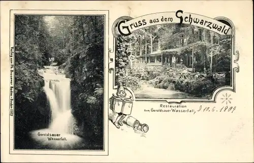 Ak Geroldsau Lichtental Baden Baden am Schwarzwald, Restaurant zum Geroldsauer Wasserfal