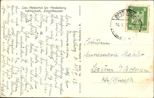 Ak Schlierbach Heidelberg, Neckartal mit Schlierbach, Ziegelhausen