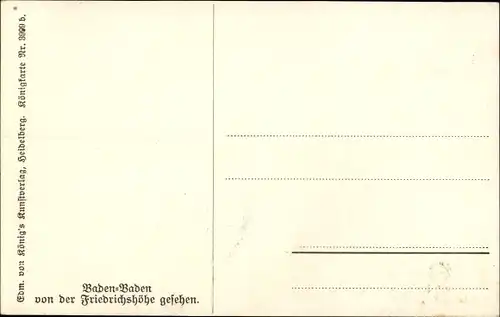 Ak Baden Baden am Schwarzwald, Teilansicht, Blick von Friedrichshöhe