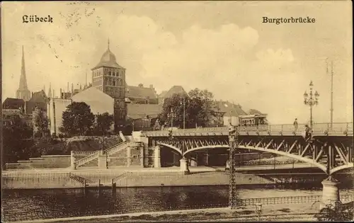 Ak Hansestadt Lübeck, Burgtorbrücke