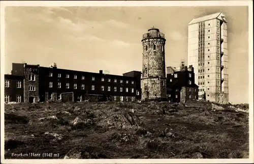 Ak Brocken Nationalpark Harz, Brockenturm, Brockenhotel