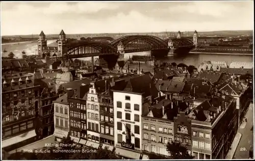 Ak Köln am Rhein, Blick auf Hohenzollern Brücke